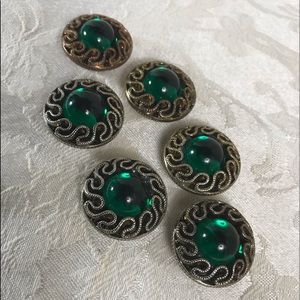 Vintage 6 Emerald Green Button Covers